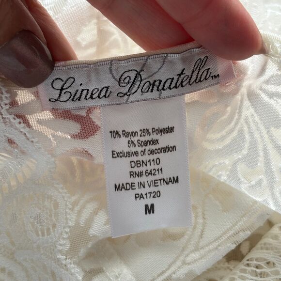 Linea Donatella NWT Lace Nightgown Chemise Slip Dress White Honeymoon Med D175 - Picture 7 of 8